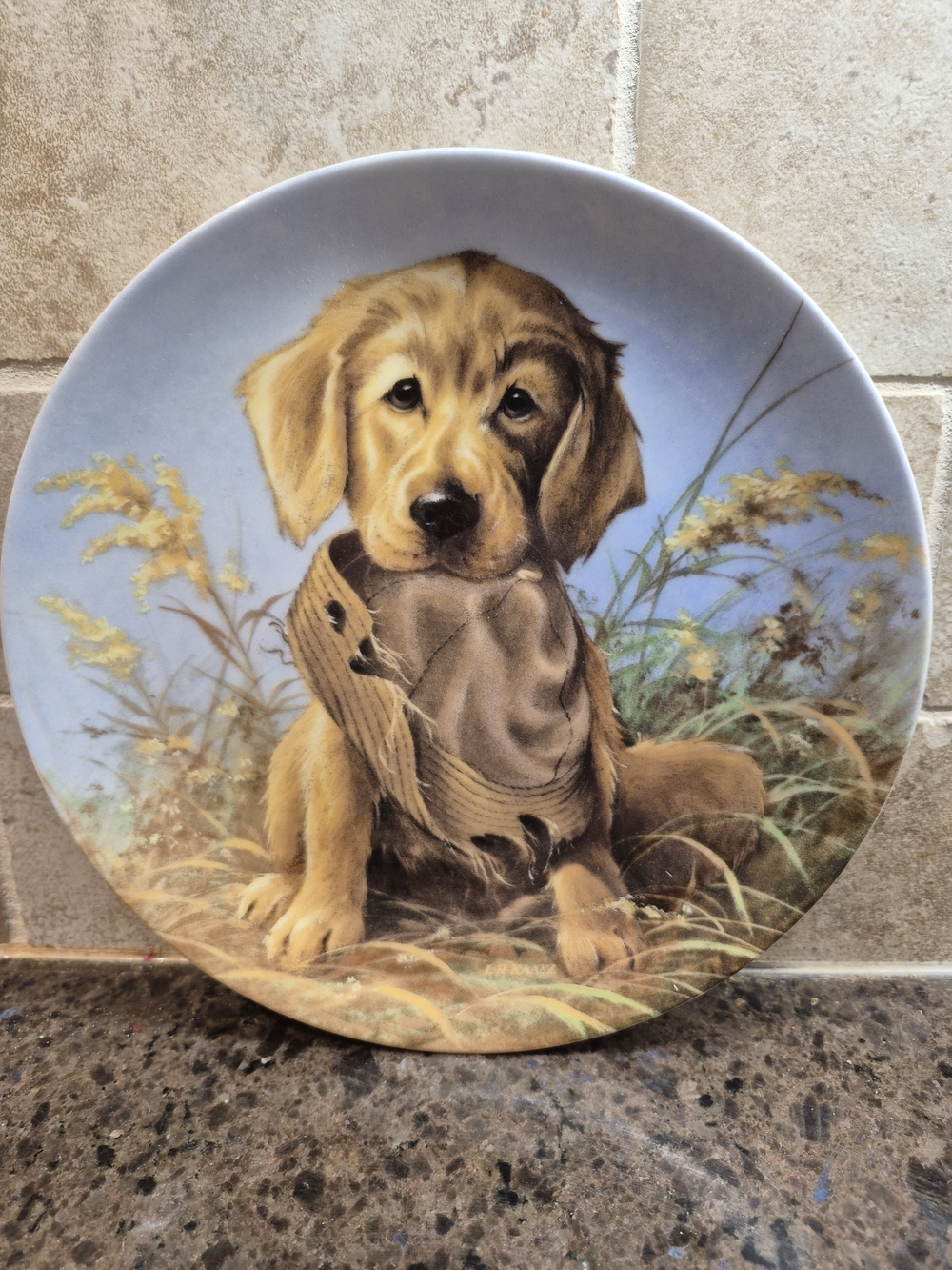 Knowles Caught In The Act Golden Retriever Vintage‎ Collector Plate Lynn Kaatz